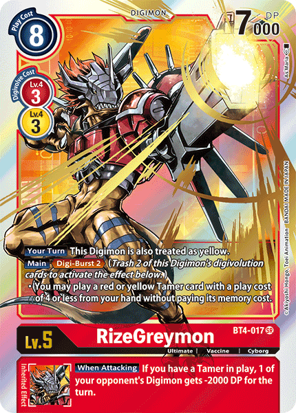 RizeGreymon (Alternate Art) - BT4-017 - Super Rare available at 401 Games Canada