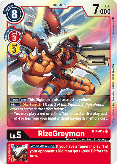 RizeGreymon - BT4-017 - Super Rare available at 401 Games Canada