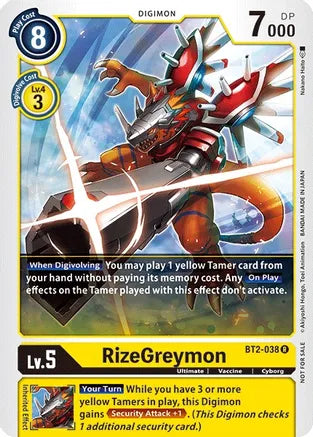 RizeGreymon (Official Tournament Pack Vol.2 Alternate Art) - BT2-038 - Rare available at 401 Games Canada