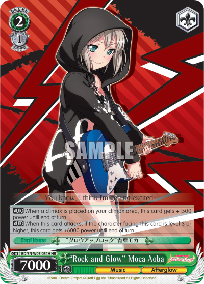 "Rock and Glow" Moca Aoba - BD/EN-W03-054H - High Rare available at 401 Games Canada