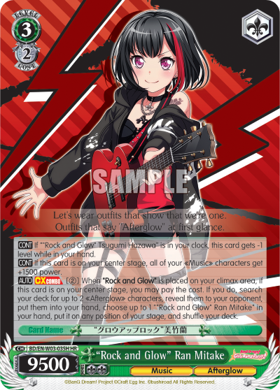 "Rock and Glow" Ran Mitake - BD/EN-W03-035H - High Rare available at 401 Games Canada