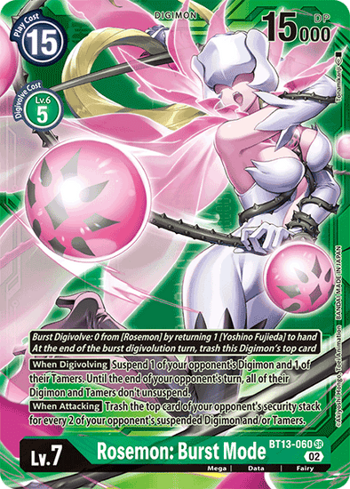 Rosemon: Burst Mode (Alternate Art with Green Background) - BT13-060 - Super Rare available at 401 Games Canada