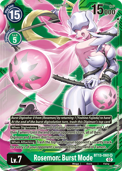 Rosemon: Burst Mode (Alternate Art with Green Background) - BT13-060 - Super Rare available at 401 Games Canada