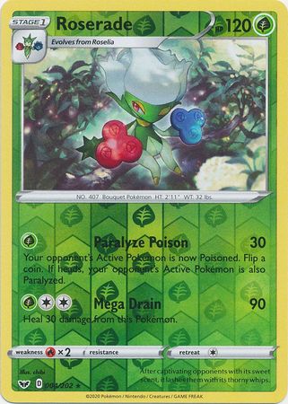 Roserade - 004/202 - Rare - Reverse Holo available at 401 Games Canada