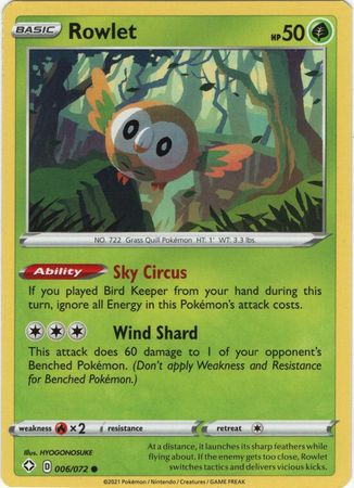 Rowlet - 006/072 - Common available at 401 Games Canada