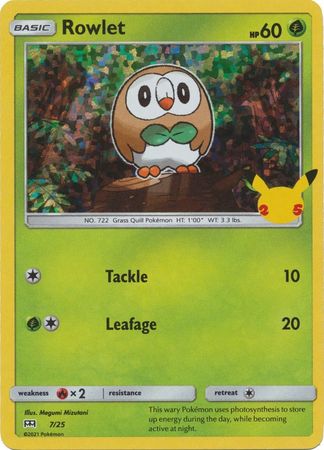 Rowlet - 7/25 - 25th Anniversary Holo - Promo available at 401 Games Canada