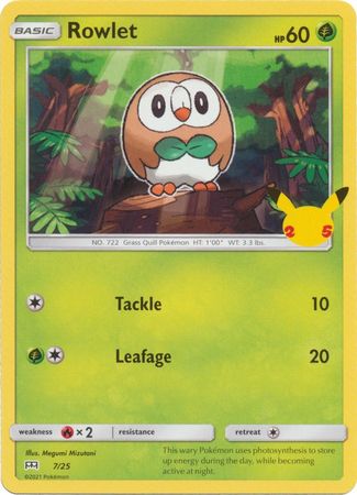 Rowlet - 7/25 - 25th Anniversary Non-Holo - Promo available at 401 Games Canada