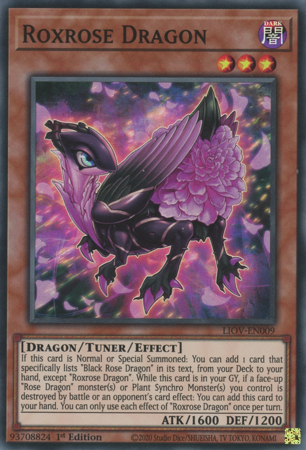 Roxrose Dragon - LIOV-EN009 - Super Rare - 1st Edition available at 401 Games Canada