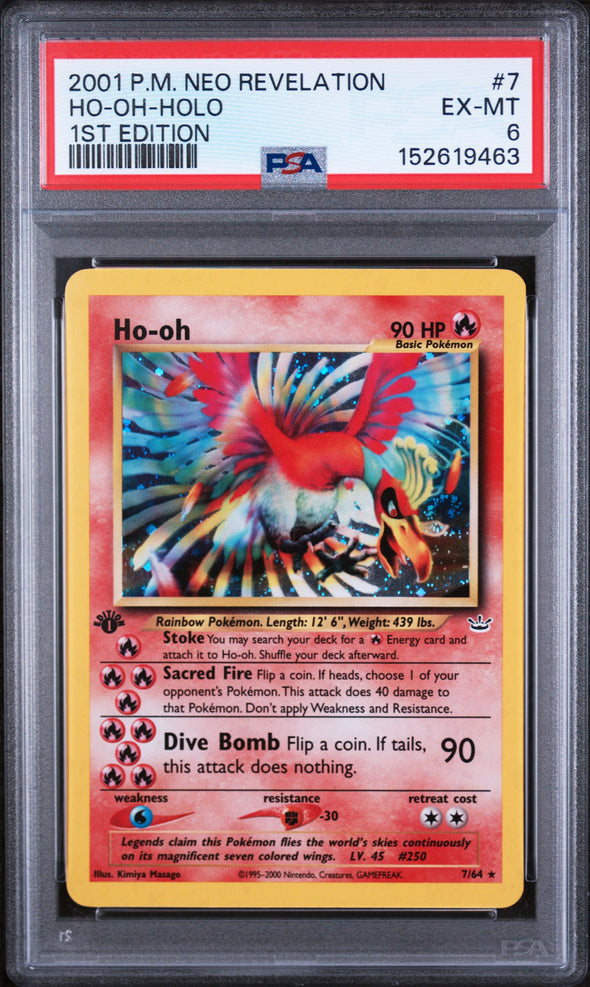 HO-OH (7) - POKEMON NEO REVELATION - 1ST EDITION - HOLO - EX-MT 6