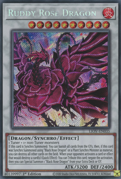 Ruddy Rose Dragon - LIOV-EN035 - Secret Rare - 1st Edition available at 401 Games Canada