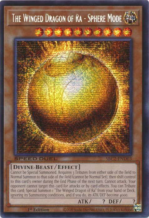 The Winged Dragon of Ra - Sphere Mode (PSR) - SBC2-END03 - Prismatic Secret Rare - 1st Edition