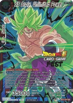 SS Broly, Unlimited Power - BT11-014 - Super Rare (Card Game Fest 2022) available at 401 Games Canada