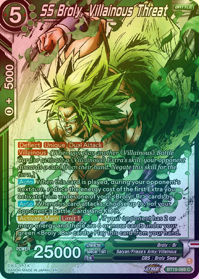 SS Broly, Villainous Threat - BT19-089 - Common (Foil) available at 401 Games Canada