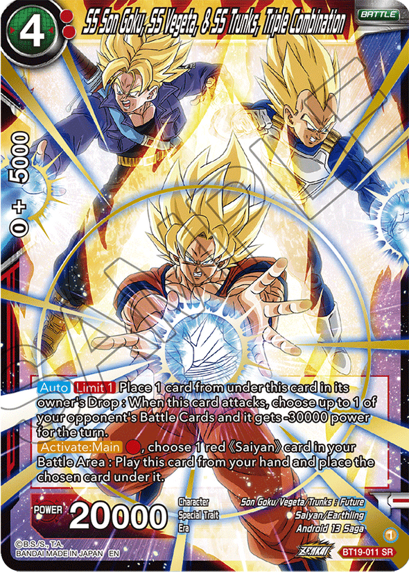 SS Son Goku, SS Vegeta, & SS Trunks, Triple Combination - BT19-011 - Super Rare available at 401 Games Canada