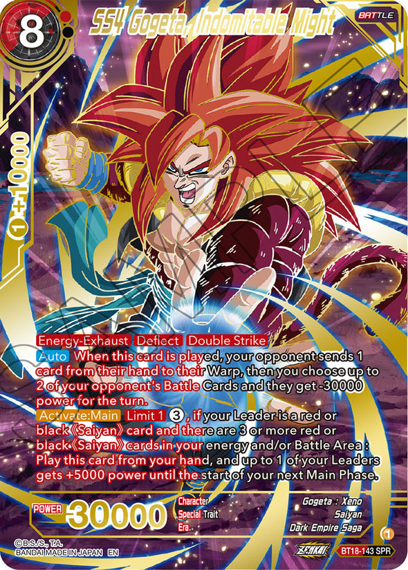 SS4 Gogeta, Indomitable Might - BT18-143 - Special Rare available at 401 Games Canada