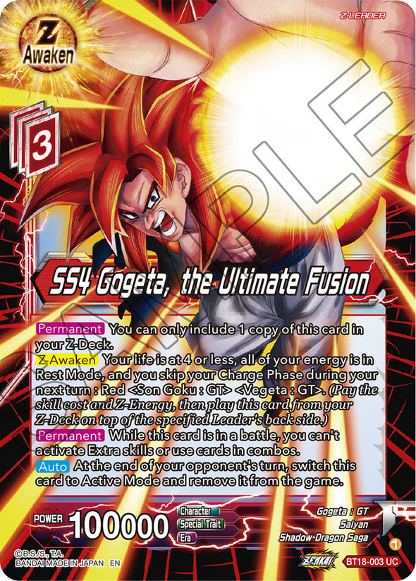 SS4 Gogeta, the Ultimate Fusion - BT18-003 - Uncommon available at 401 Games Canada