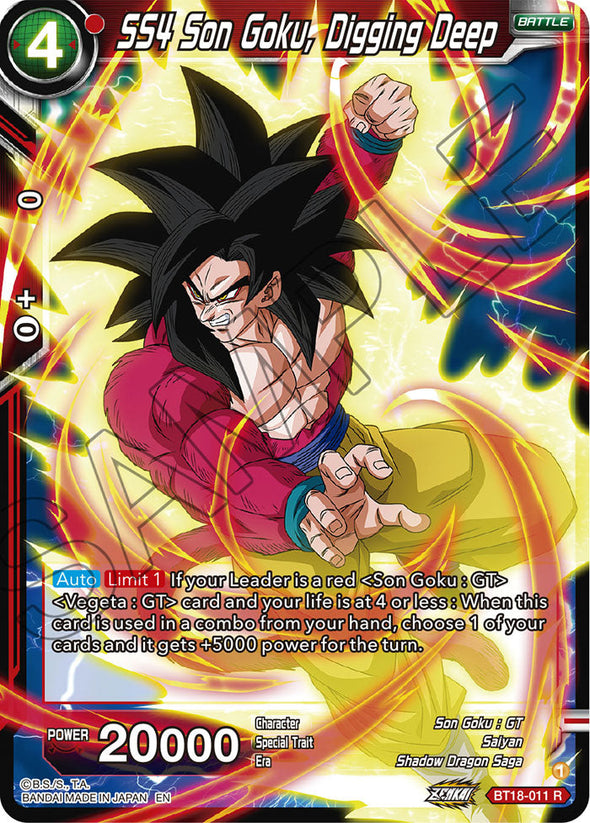 SS4 Son Goku, Digging Deep - BT18-011 - Rare available at 401 Games Canada