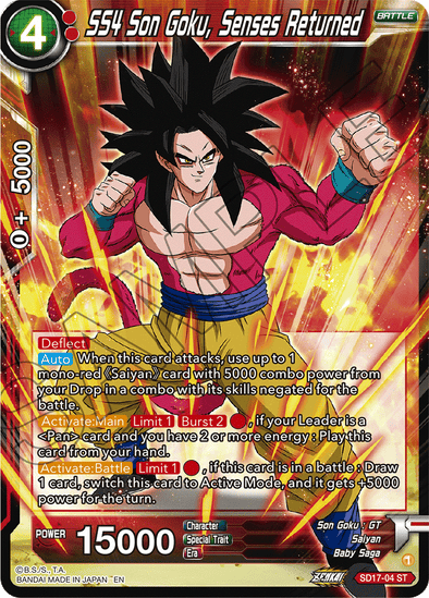 SS4 Son Goku, Senses Returned - SD17-04 - Starter Rare available at 401 Games Canada