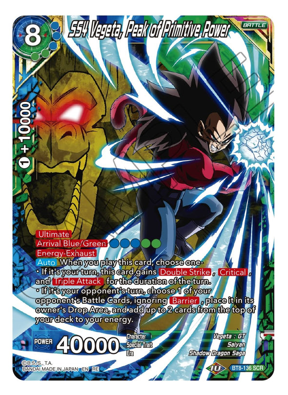 SS4 Vegeta, Peak of Primitive Power - BT8-136 - Secret Rare (Reprint) available at 401 Games Canada