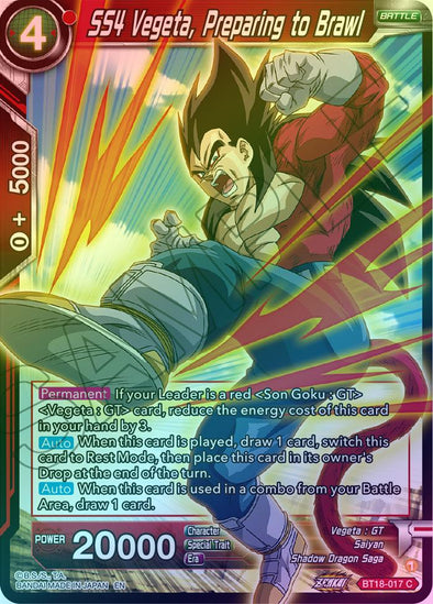 SS4 Vegeta, Preparing to Brawl - BT18-017 - Common (Foil) available at 401 Games Canada