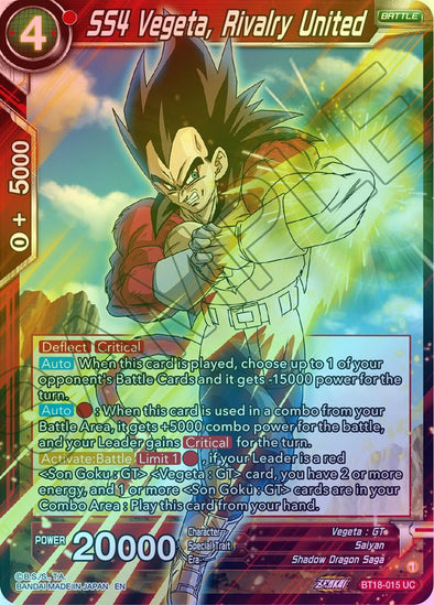 SS4 Vegeta, Rivalry United - BT18-015 - Uncommon (Foil) available at 401 Games Canada