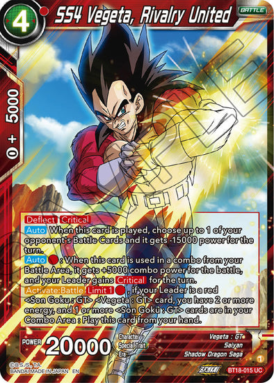 SS4 Vegeta, Rivalry United - BT18-015 - Uncommon available at 401 Games Canada