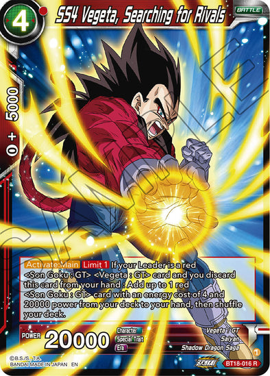 SS4 Vegeta, Searching for Rivals - BT18-016 - Rare available at 401 Games Canada