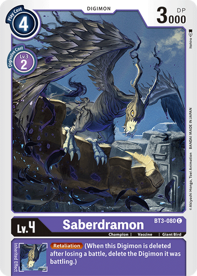 Saberdramon - BT3-080 - Common available at 401 Games Canada