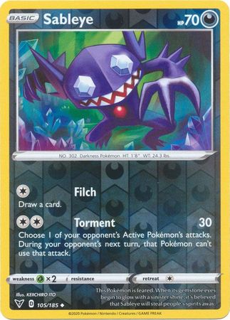 Sableye - 105/185 - Uncommon - Reverse Holo available at 401 Games Canada