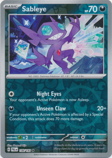 Sableye - 136/193 - Rare - Reverse Holo available at 401 Games Canada