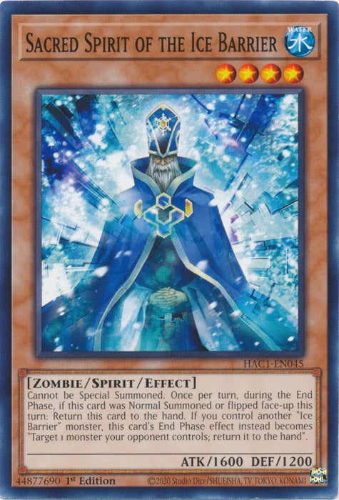 Sacred Spirit of the Ice Barrier - HAC1-EN045 - Common available at 401 Games Canada