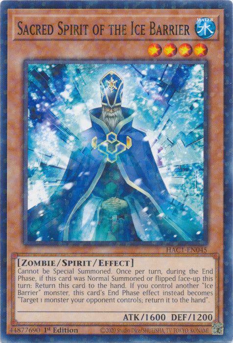 Sacred Spirit of the Ice Barrier - HAC1-EN045 - Duel Terminal Normal Parallel Rare available at 401 Games Canada