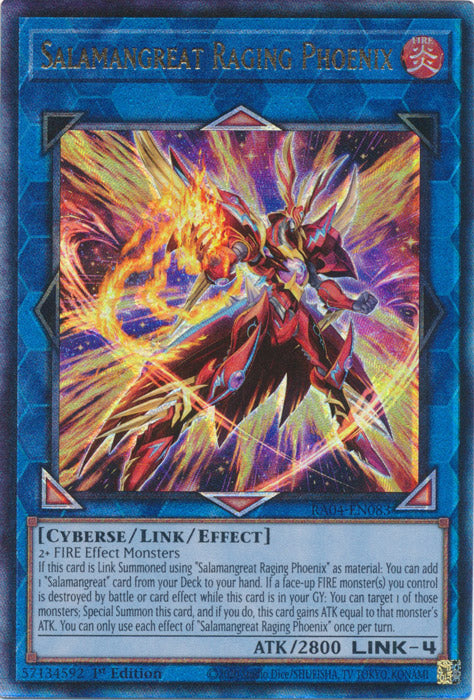 Salamangreat Raging Phoenix (PUR) - RA04-EN083 - Prismatic Ultimate Rare - 1st Edition