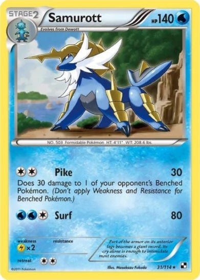 Samurott - 31/114 - Rare - Theme Deck Exclusive available at 401 Games Canada