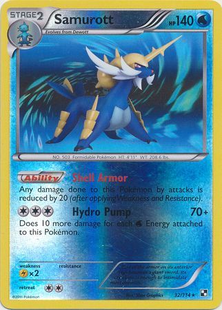 Samurott - 32/114 - Holo Rare - Reverse Holo available at 401 Games Canada