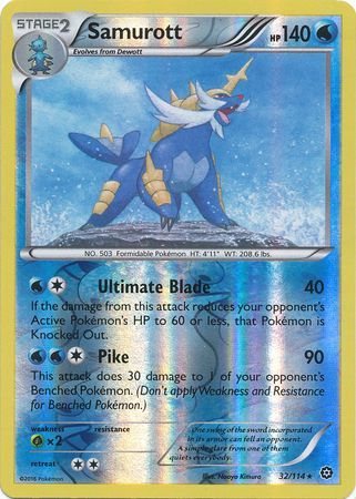 Samurott - 32/114 - Rare - Reverse Holo available at 401 Games Canada