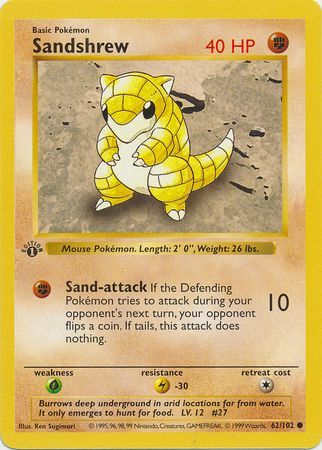 Sandshrew - 62/102 - Common - 1st Edition available at 401 Games Canada