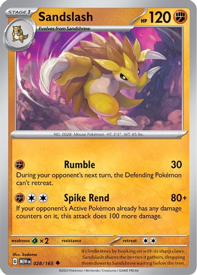 Sandslash - 028/165 - Uncommon available at 401 Games Canada