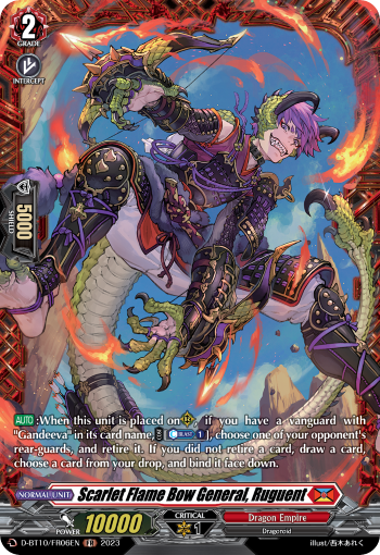 Scarlet Flame Bow General, Ruguent - D-BT10/FR06 - Frame Rare available at 401 Games Canada