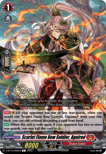 Scarlet Flame Bow Soldier, Aguired - D-BT10/062 - Common available at 401 Games Canada