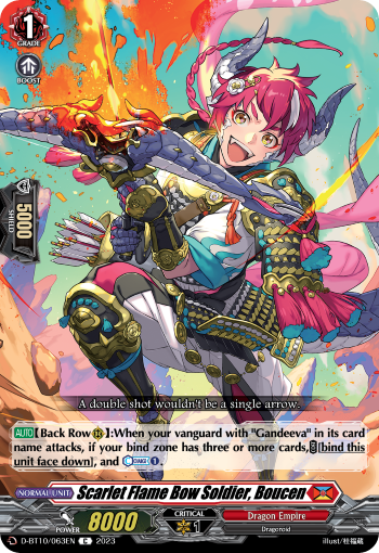 Scarlet Flame Bow Soldier, Boucen - D-BT10/063 - Common available at 401 Games Canada