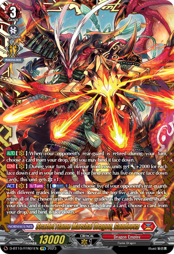 Scarlet Flame Marshal Dragon, Gandeeva - D-BT10/FFR01 - Double Frame Rare available at 401 Games Canada