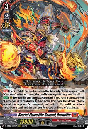 Scarlet Flame War General, Bravaldin - D-BT12/001EN - Triple Rare available at 401 Games Canada