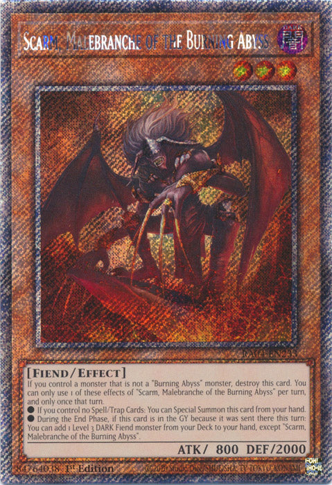 Scarm, Malebranche of the Burning Abyss (Platinum Secret Rare) - RA04-EN233 - Platinum Secret Rare - 1st Edition