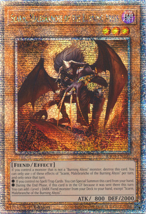 Scarm, Malebranche of the Burning Abyss - RA04-EN233 - Quarter Century Secret Rare - 1st Edition