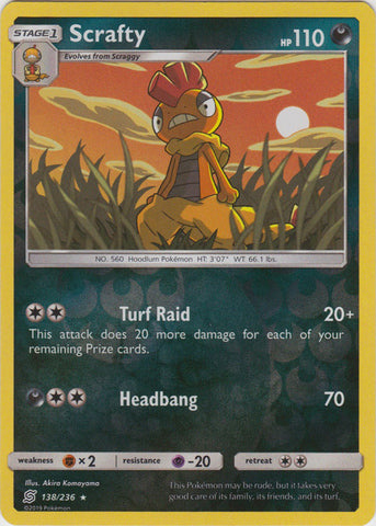 Scrafty - 138/236 - Rare - Reverse Holo available at 401 Games Canada