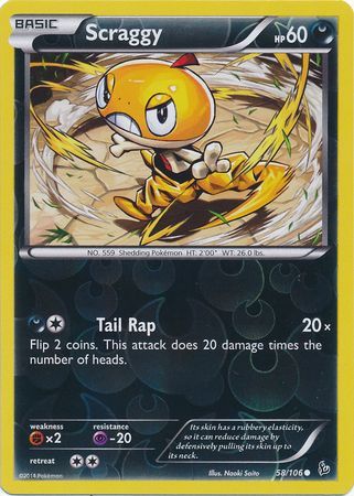 Scraggy - 58/106 - Common - Reverse Holo available at 401 Games Canada