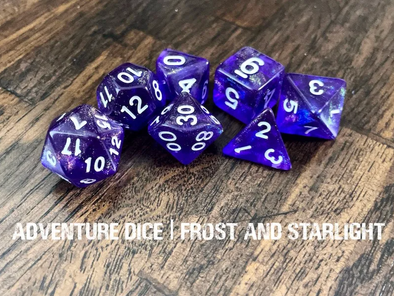 Adventure Dice - 7 Piece Set - Frost and Starlight