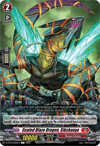 Sealed Blaze Dragon, Sikshanya - D-BT04/062 - Common available at 401 Games Canada