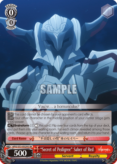 "Secret of Pedigree" Saber of Red - APO/S53-E029S - Super Rare available at 401 Games Canada